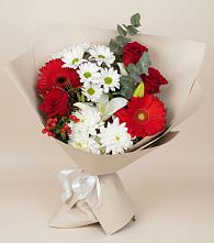 Букет цветов из:  Розы, Хризантемы, Герберы и Лилии в Опарино