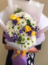Букет цветов из:  Ирисы, Хризантемы и Розы #REPLACE_PRED# Опарино
