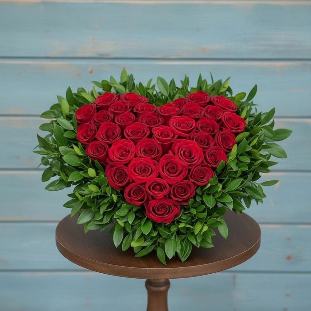 Цветочная композиция из Розы в виде сердца в Опарино