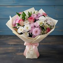 Букет цветов из:  Хризантемы, Альстромерии и Розы в Опарино