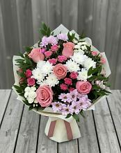 Букет цветов из:  Альстромерии, Гвоздики, Розы и Хризантемы #REPLACE_PRED# Опарино