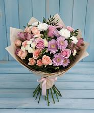 Букет цветов из:  Хризантемы, Розы и Альстромерии #REPLACE_PRED# Опарино