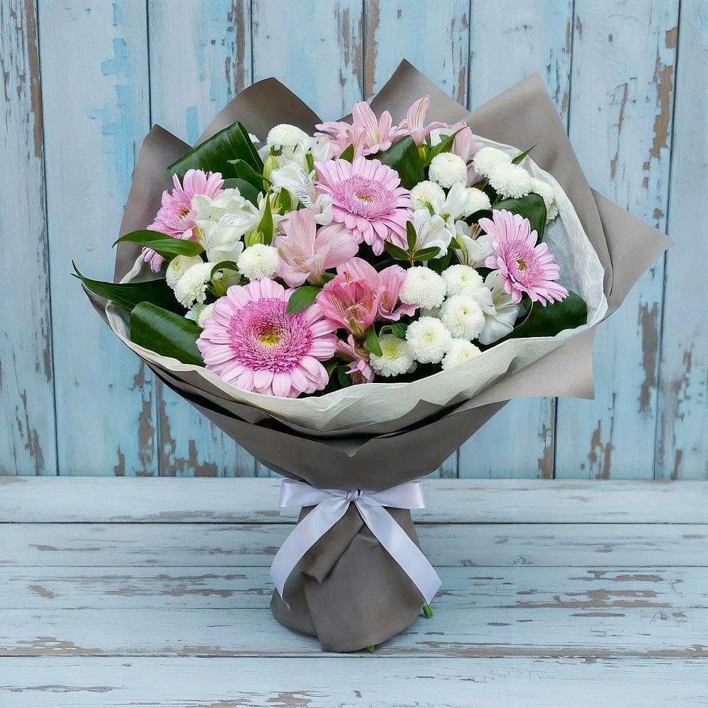 Букет цветов из: Герберы, Альстромерии и Хризантемы в Опарино